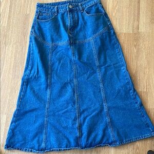 Blue Denim Maxi Skirt